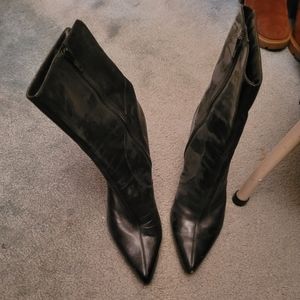 Nine West, black leather heeled boots